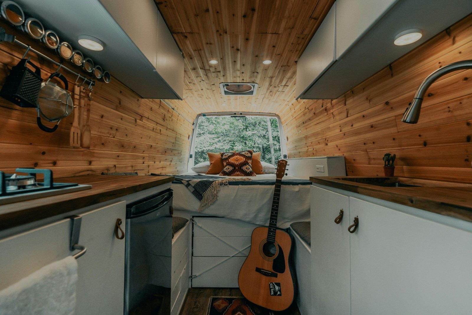 Inside a camper van
